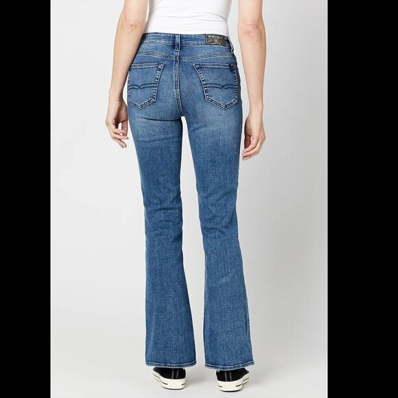 BUFFALO DAVID BITTON NWT Mid Rise Bootcut Queen Whiskered & Sanded Blue Jeans 30 - Picture 3 of 16